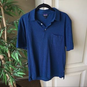 PATAGONIA MENS BLUE STRIPED POLO W/ POCKET (NWOT)